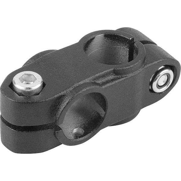 Tube Clamp 4-Way Flat For Linear Actuator, A=40, Type=50, Aluminum Black Powder-Coated, Comp:Steel